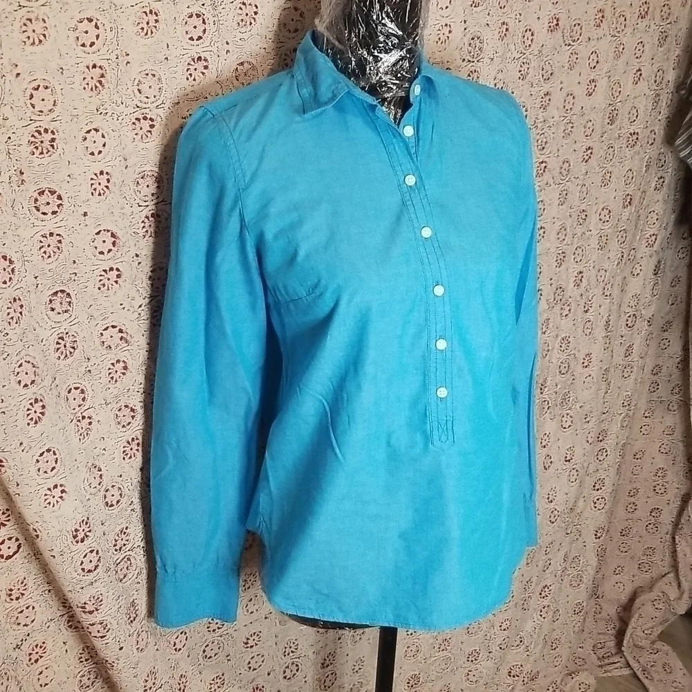 J Crew Aqua Blue Cotton Button Down Shirt XSmall 🎯